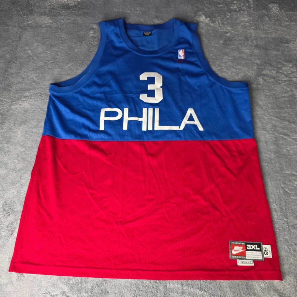 Nike Mens 3XL Philadelphia 76ers Allen Iverson Jersey Blue Red Mesh #3 PHILA